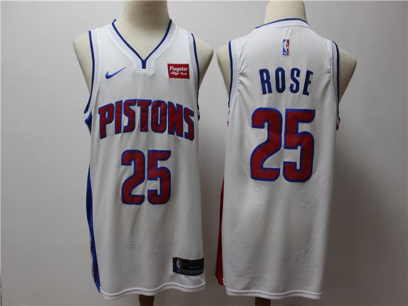 Men Detroit Pistons 25 Rose White Nike Game NBA Jerseys